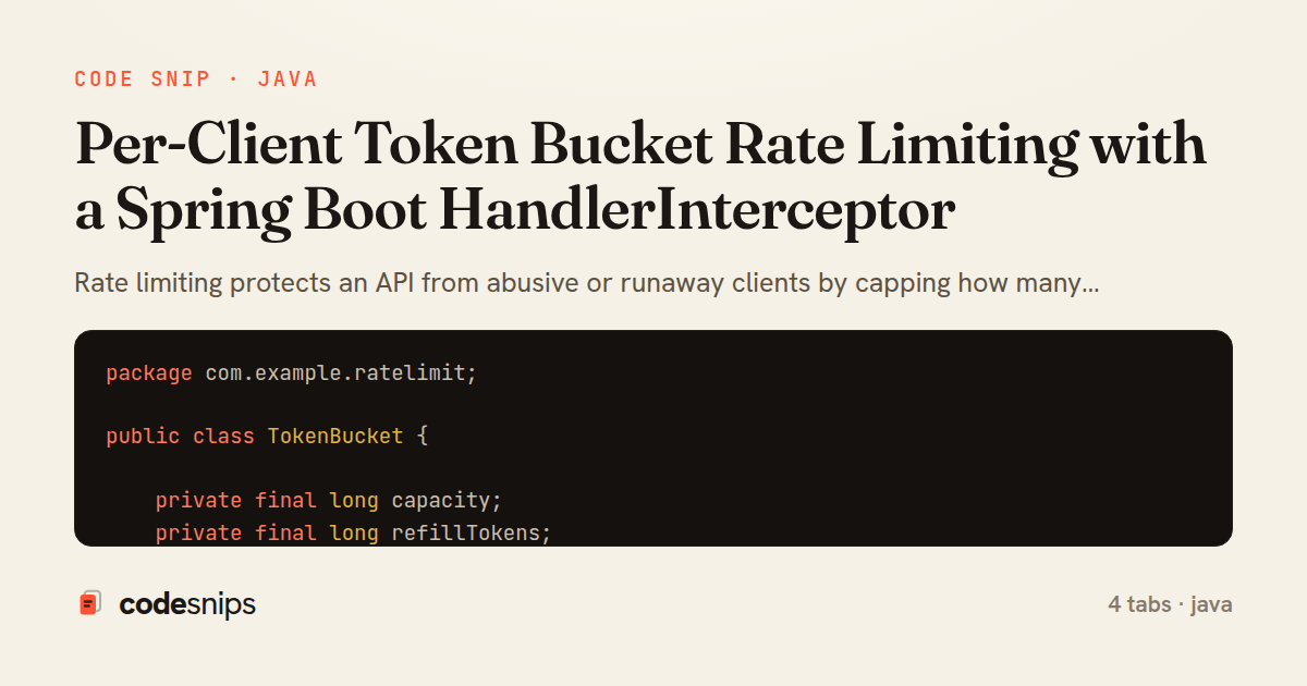 Per-Client Token Bucket Rate Limiting with a Spring Boot HandlerInterceptor — share card