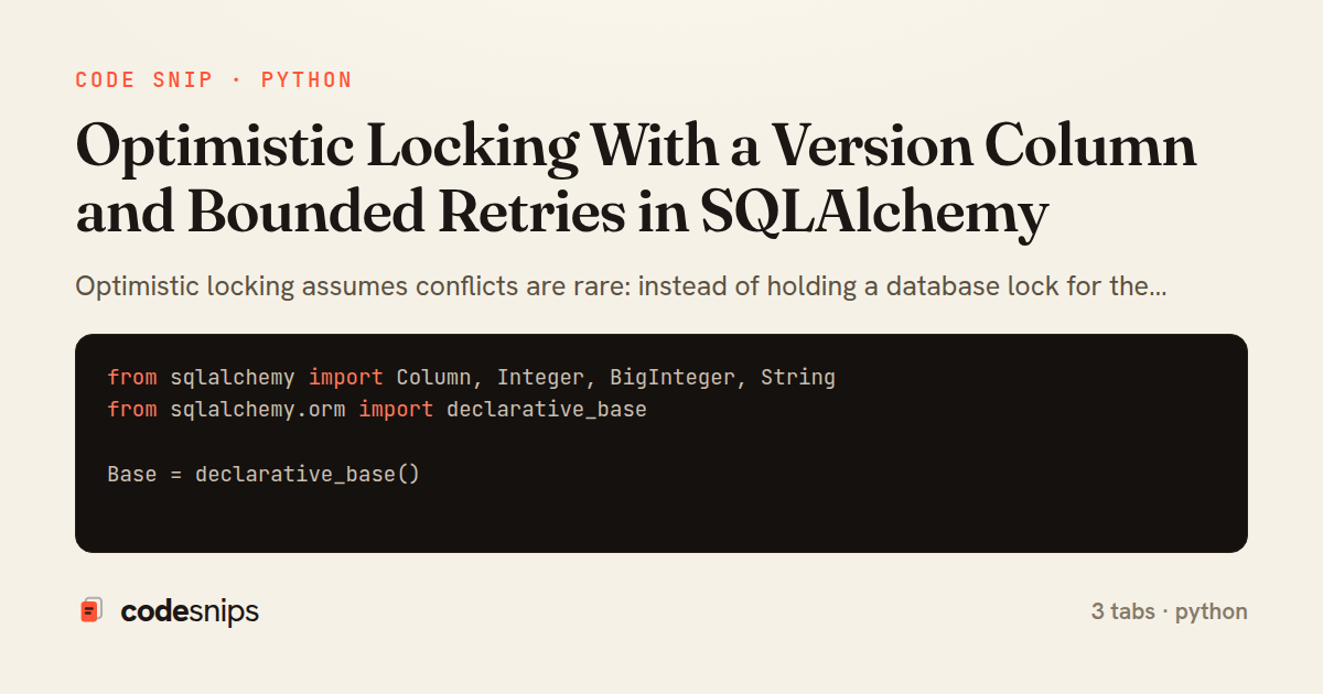 Optimistic Locking With a Version Column and Bounded Retries in SQLAlchemy — share card