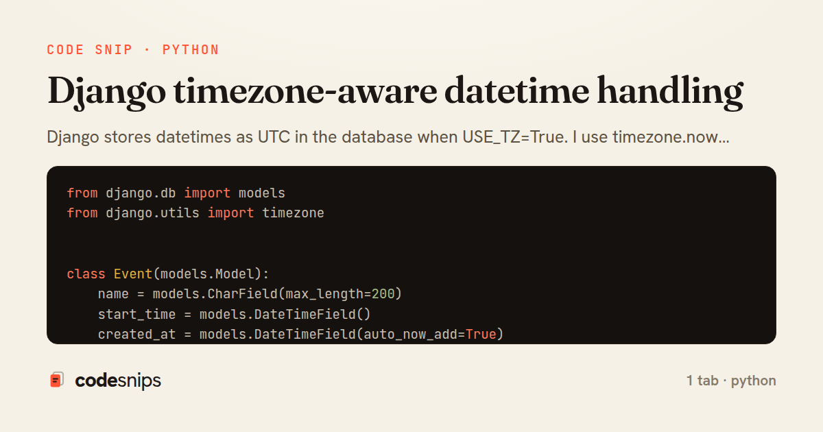 Django timezone-aware datetime handling — share card