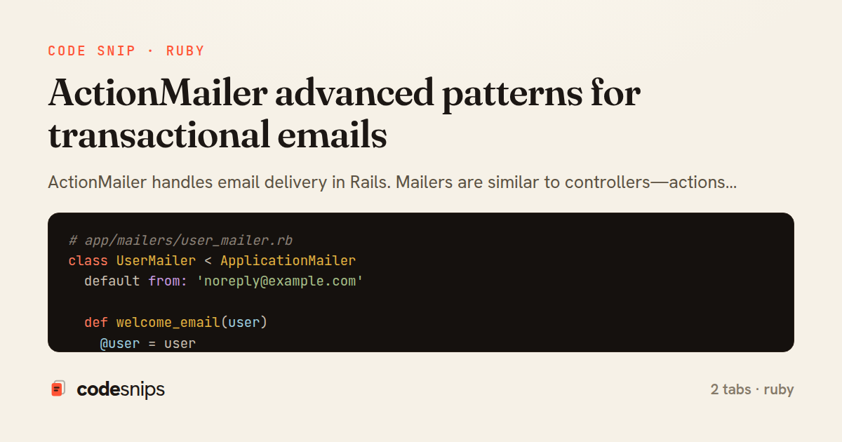 ActionMailer advanced patterns for transactional emails — share card