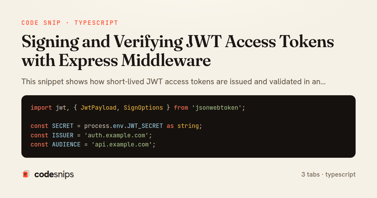 Signing and Verifying JWT Access Tokens with Express Middleware — share card