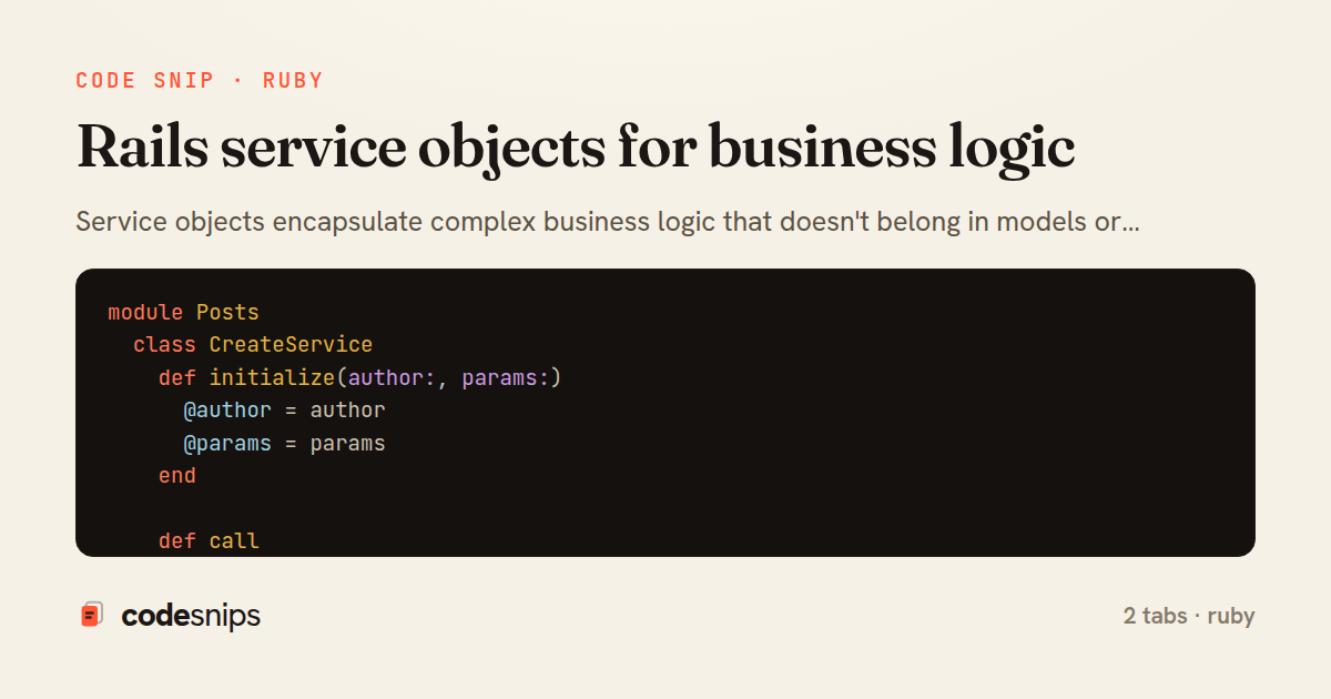 Rails service objects for business logic — share card