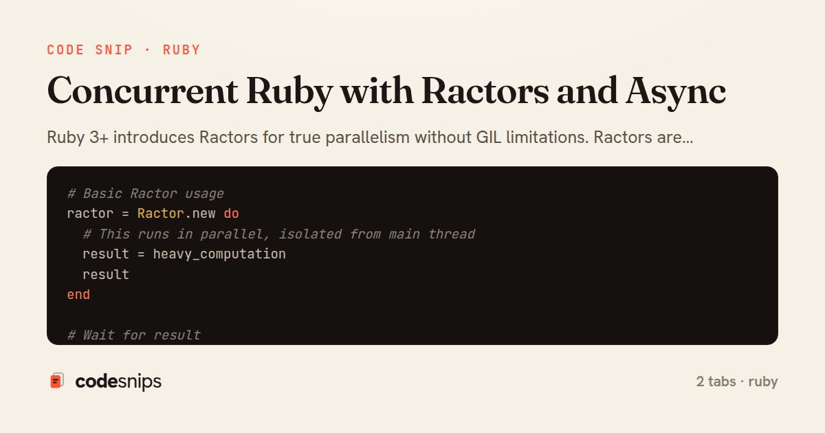 Concurrent Ruby with Ractors and Async — share card