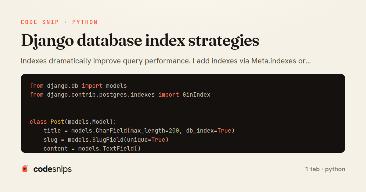 Django database index strategies — share card