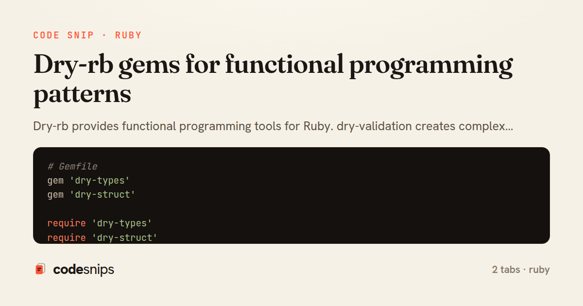 Dry-rb gems for functional programming patterns — share card