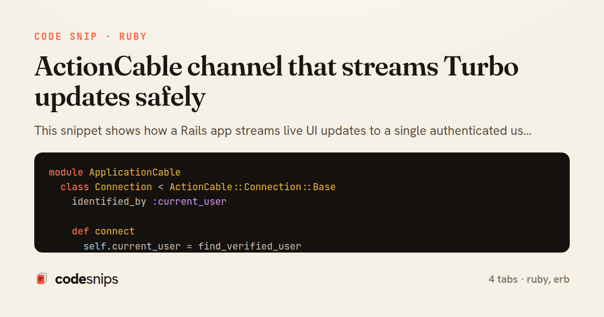 ActionCable channel that streams Turbo updates safely — share card