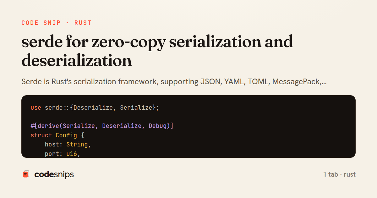 serde for zero-copy serialization and deserialization — share card