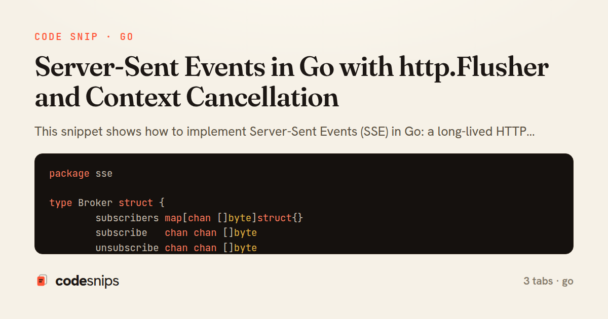 Server-Sent Events in Go with http.Flusher and Context Cancellation — share card