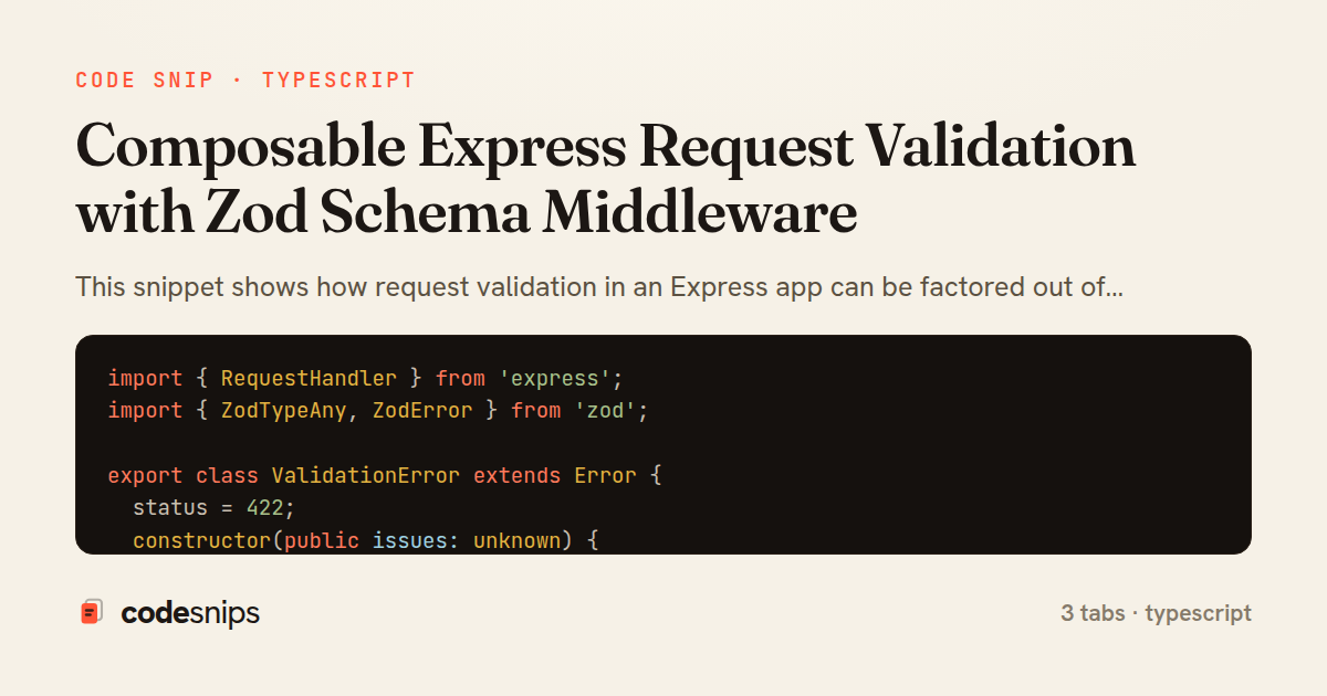 Composable Express Request Validation with Zod Schema Middleware — share card