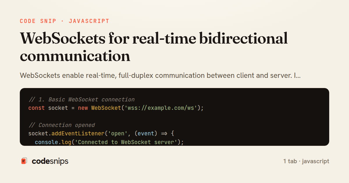 WebSockets for real-time bidirectional communication — share card