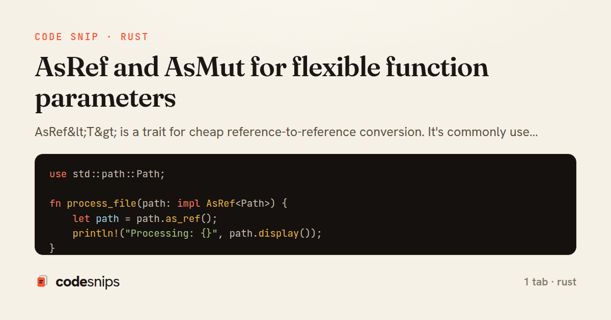 AsRef and AsMut for flexible function parameters — share card