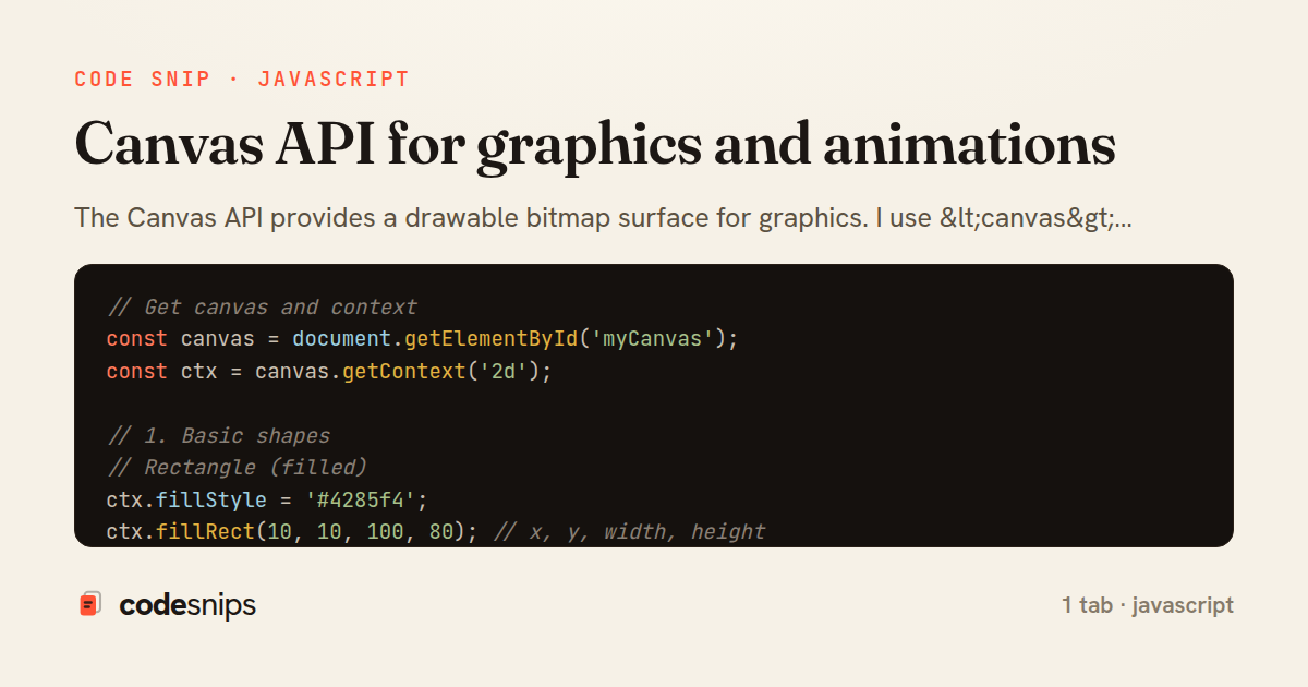 Canvas API for graphics and animations — share card