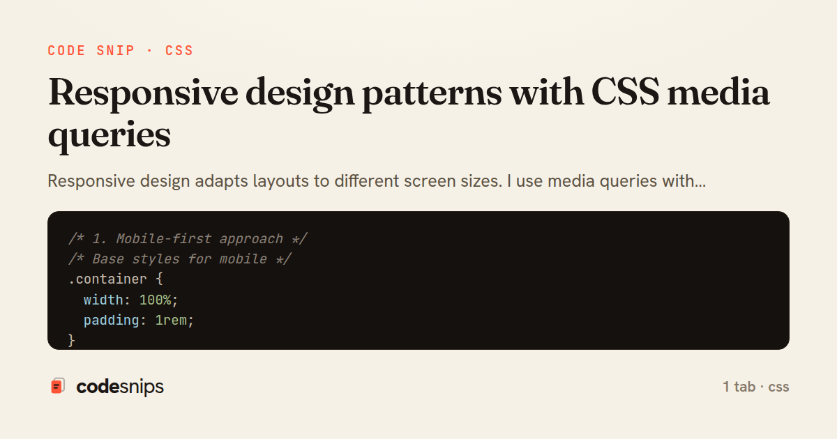 Responsive design patterns with CSS media queries — share card