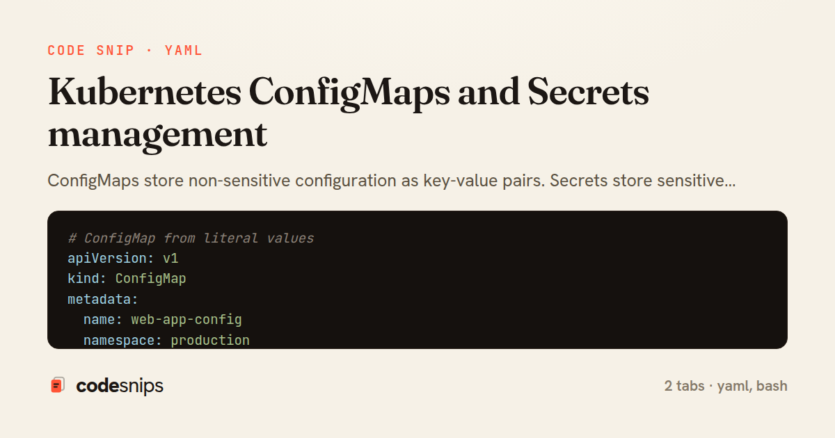 Kubernetes ConfigMaps and Secrets management — share card