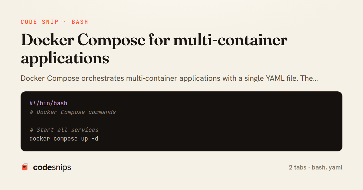 Docker Compose for multi-container applications — share card