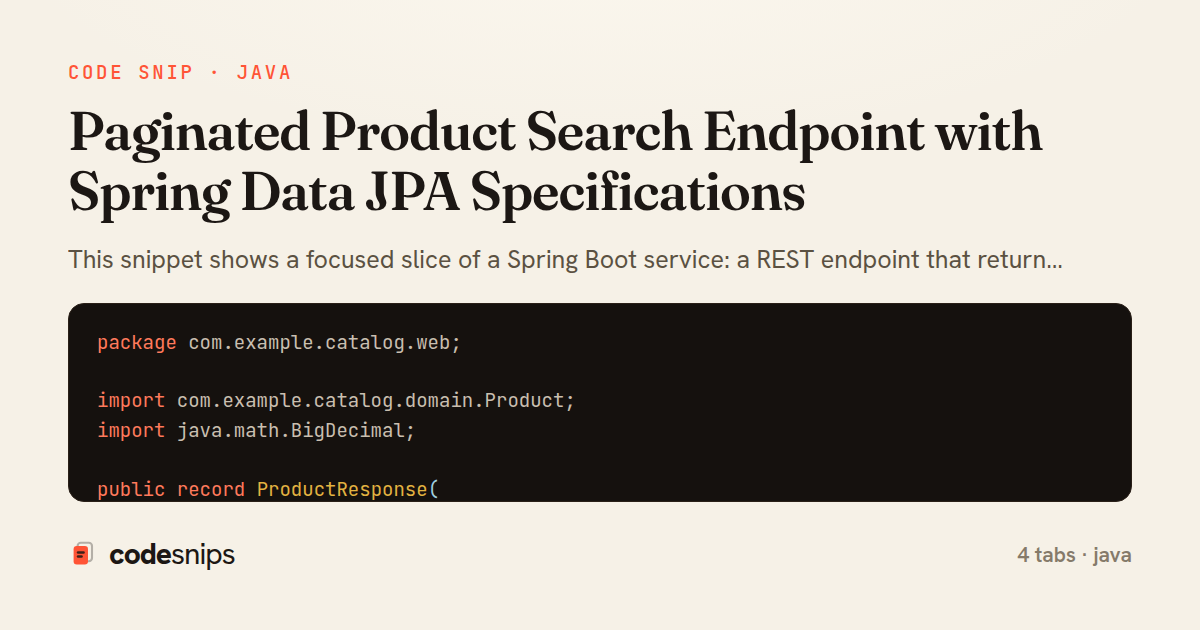 Paginated Product Search Endpoint with Spring Data JPA Specifications — share card