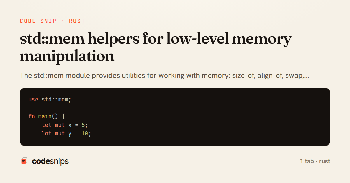 std::mem helpers for low-level memory manipulation — share card