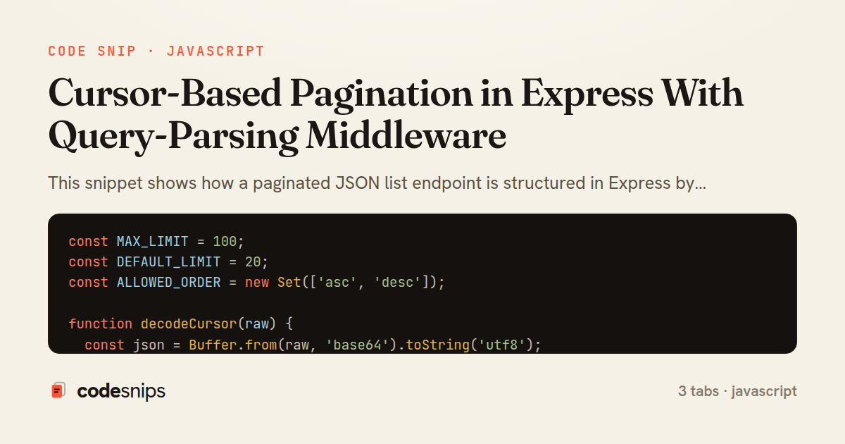 Cursor-Based Pagination in Express With Query-Parsing Middleware — share card