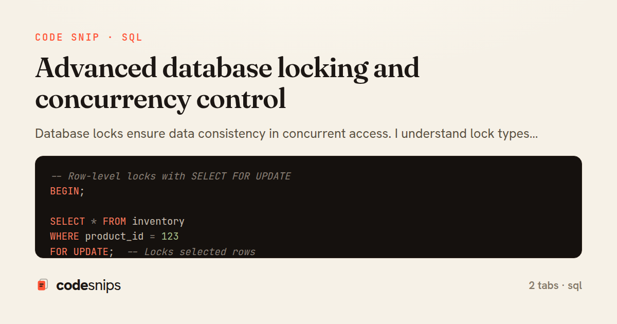 Advanced database locking and concurrency control — share card