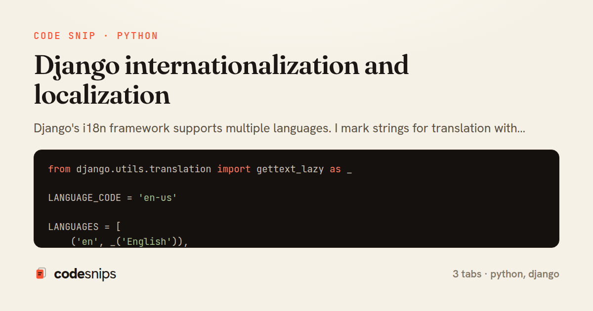 Django internationalization and localization — share card