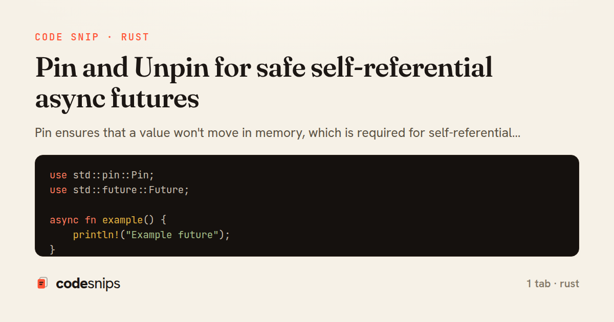 Pin and Unpin for safe self-referential async futures — share card
