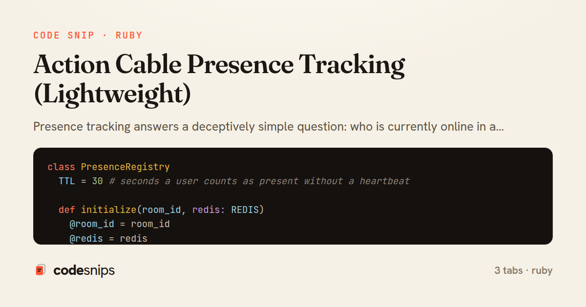 Action Cable Presence Tracking (Lightweight) — share card