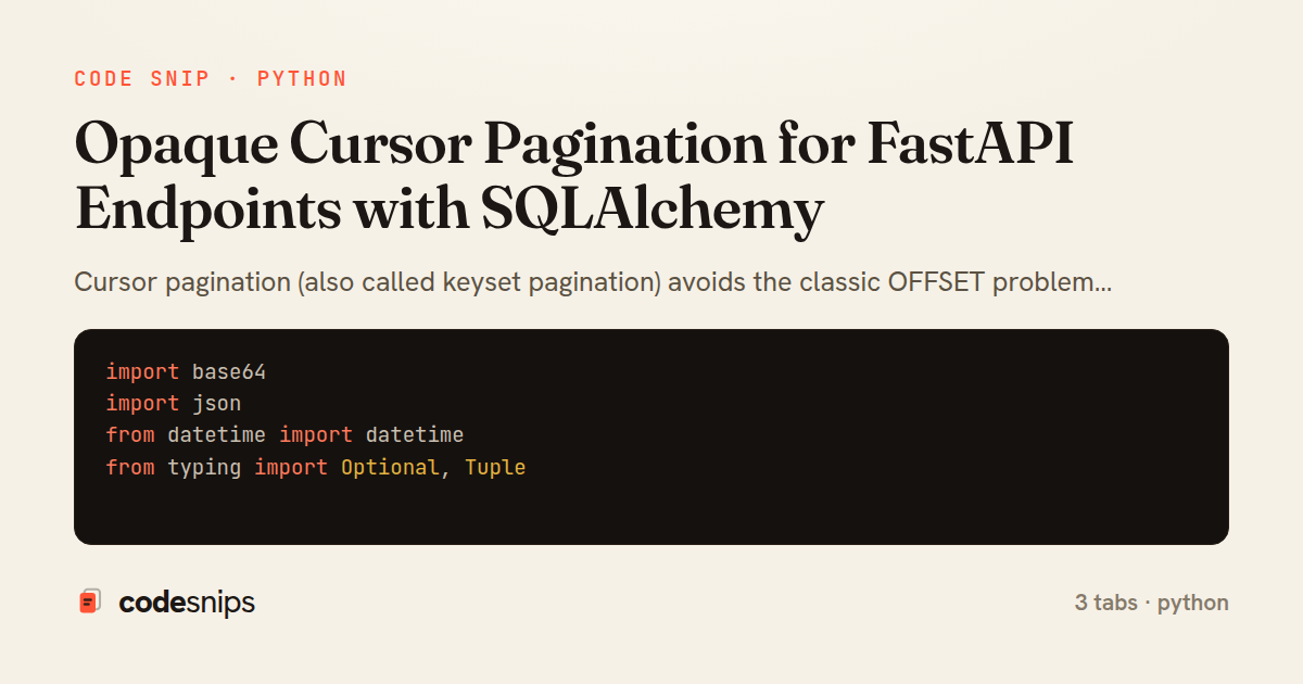 Opaque Cursor Pagination for FastAPI Endpoints with SQLAlchemy — share card