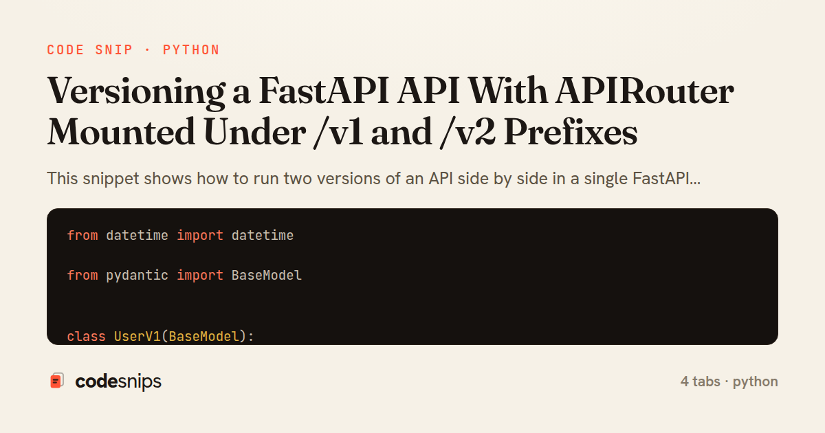 Versioning a FastAPI API With APIRouter Mounted Under /v1 and /v2 Prefixes — share card