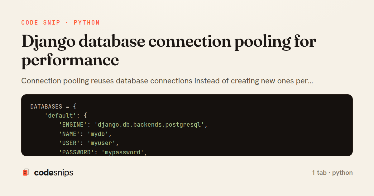 Django database connection pooling for performance — share card