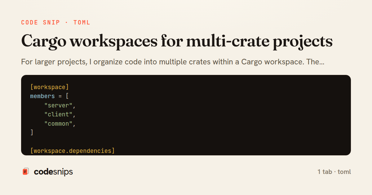 Cargo workspaces for multi-crate projects — share card