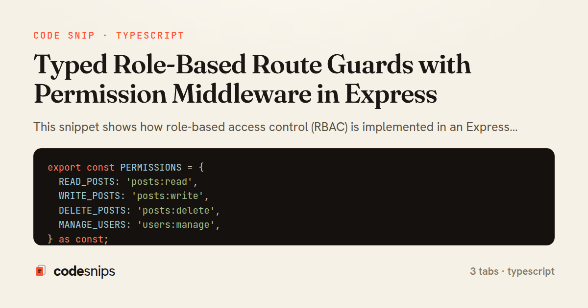Typed Role-Based Route Guards with Permission Middleware in Express — share card