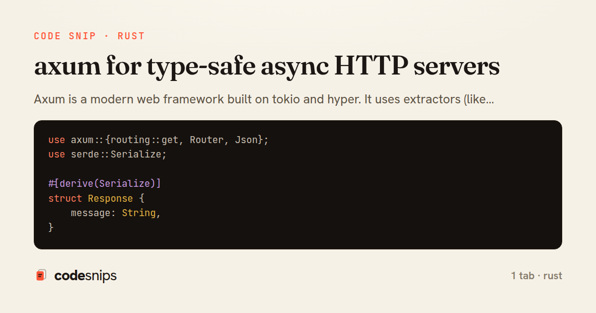 axum for type-safe async HTTP servers — share card