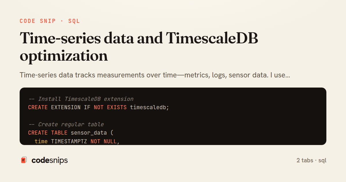 Time-series data and TimescaleDB optimization — share card