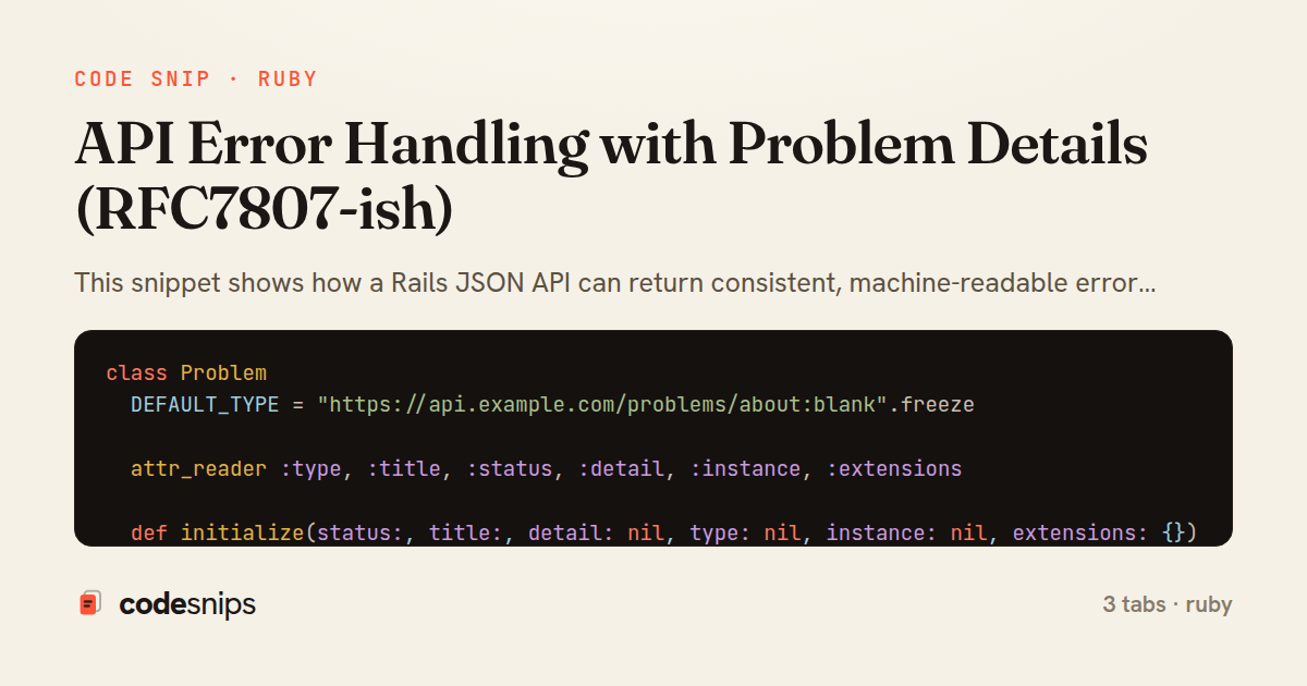 API Error Handling with Problem Details (RFC7807-ish) — share card
