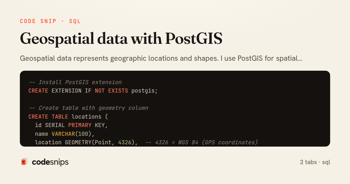 Geospatial data with PostGIS — share card