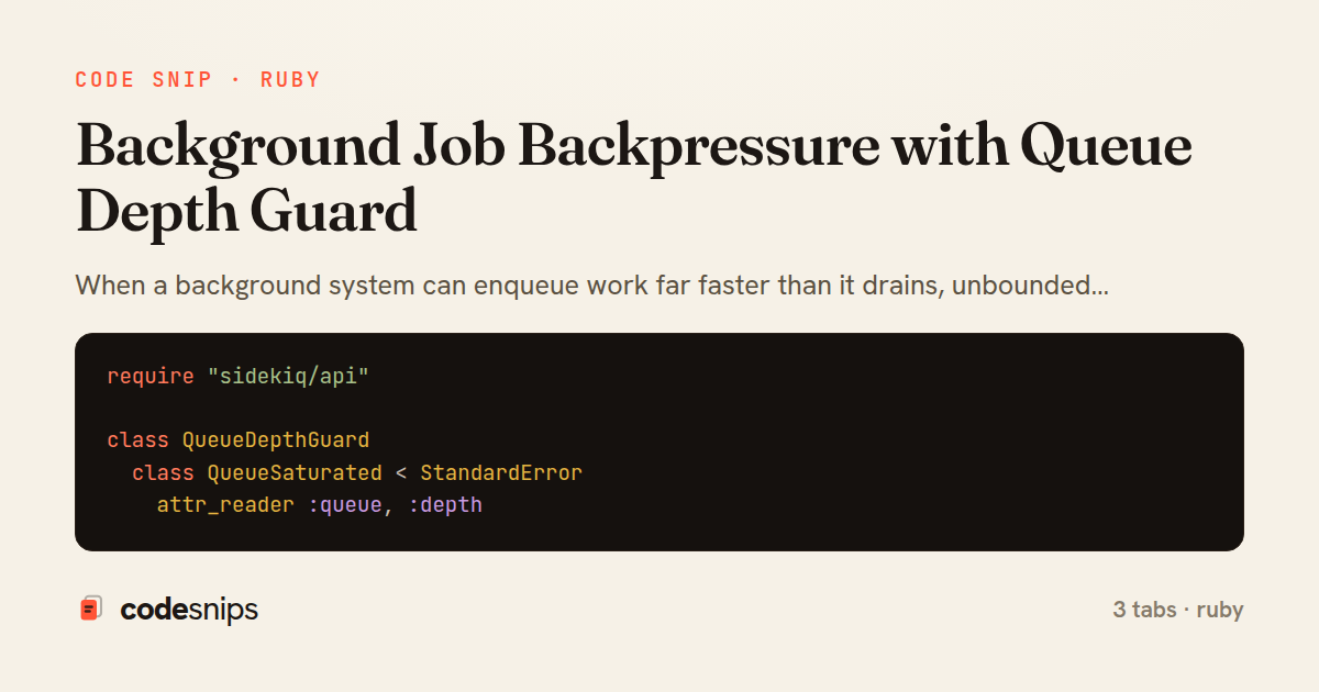 Background Job Backpressure with Queue Depth Guard — share card