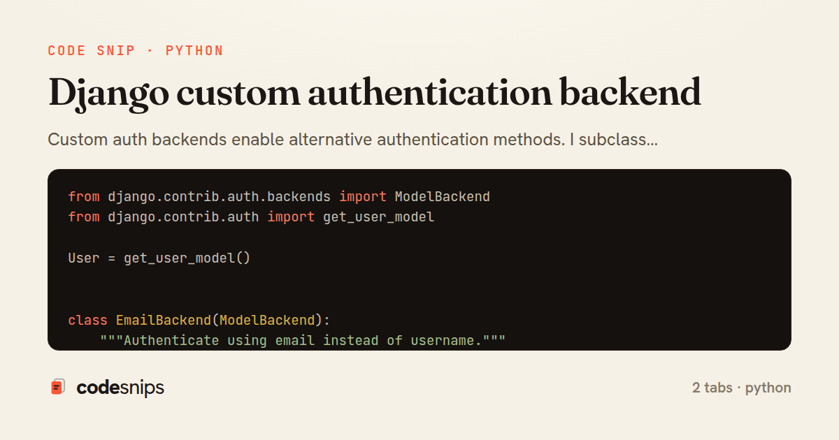 Django custom authentication backend — share card