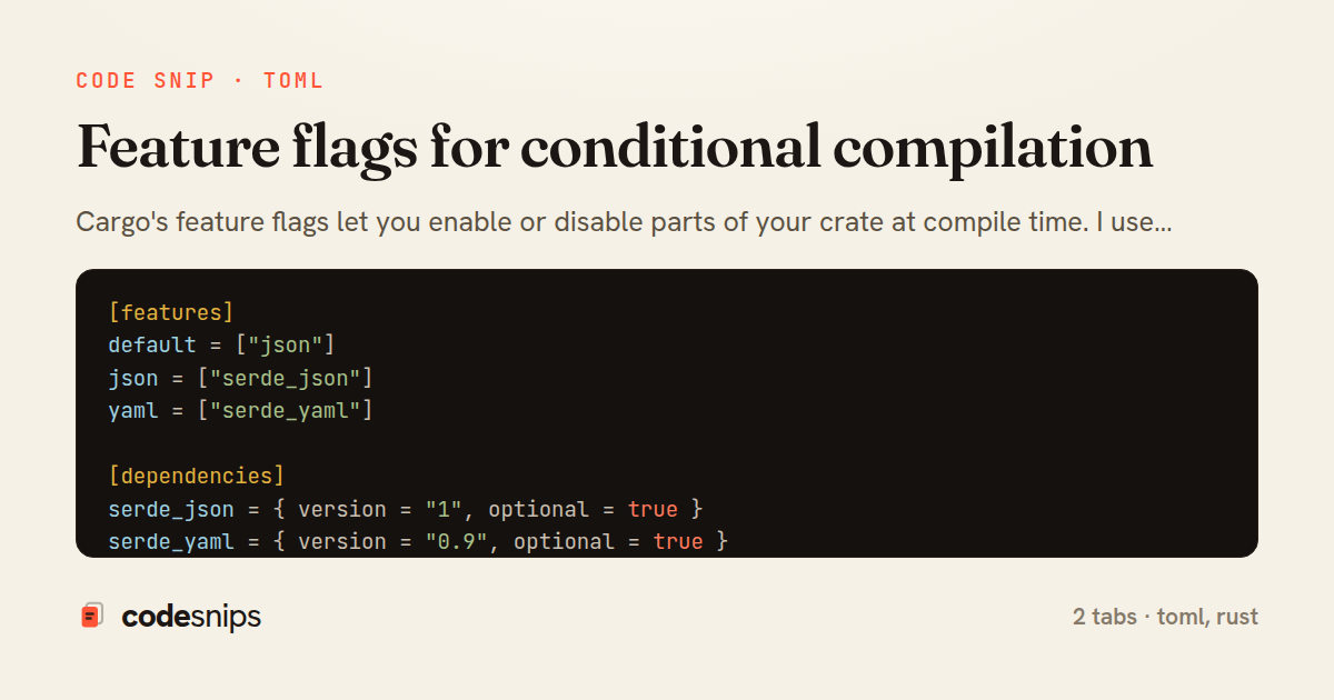 Feature flags for conditional compilation — share card