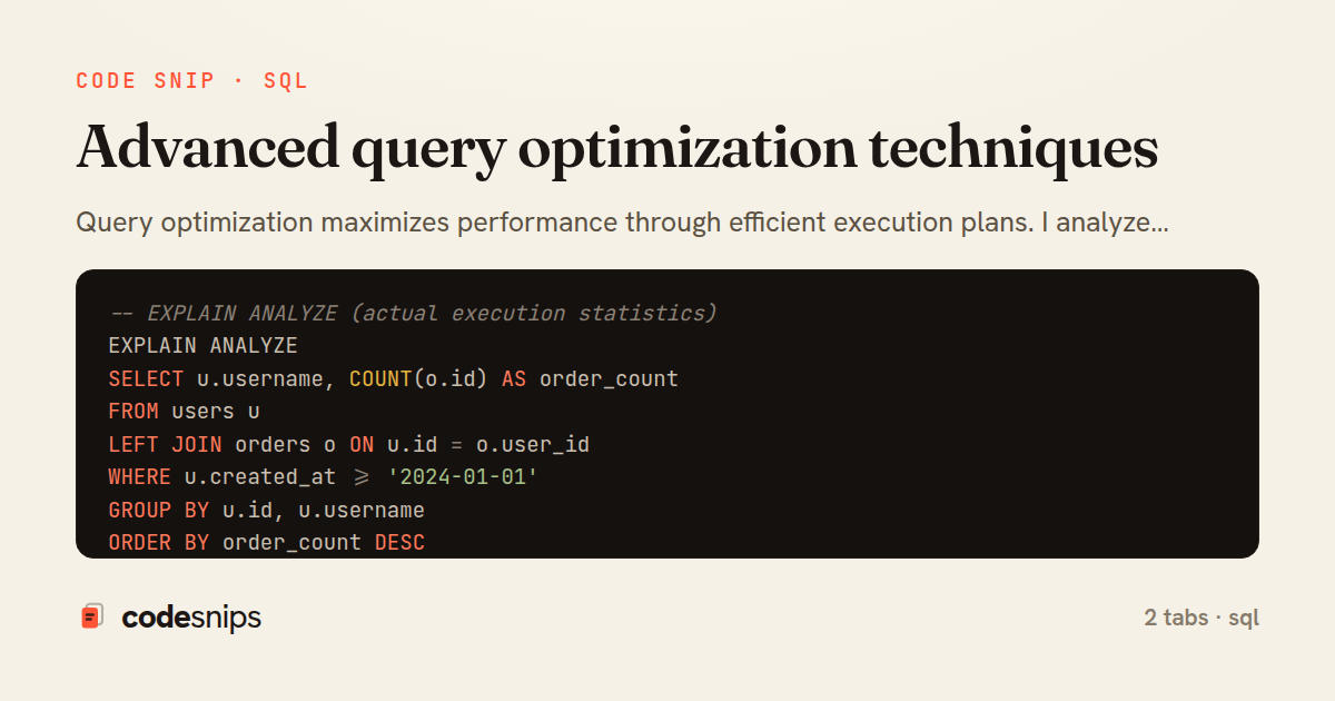 Advanced query optimization techniques — share card