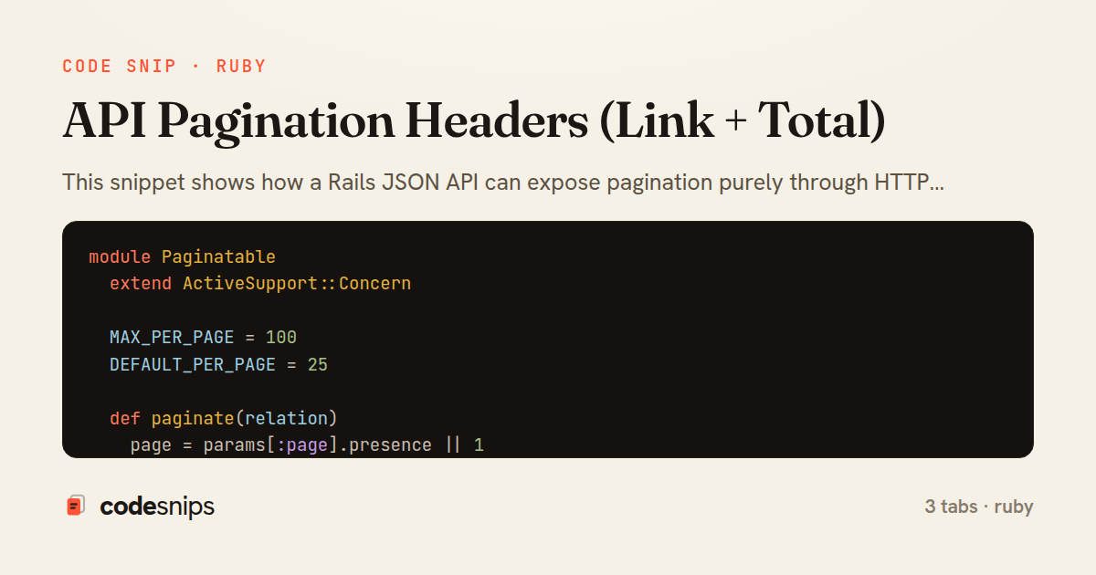 API Pagination Headers (Link + Total) — share card