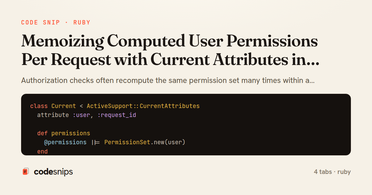 Memoizing Computed User Permissions Per Request with Current Attributes in Rails — share card