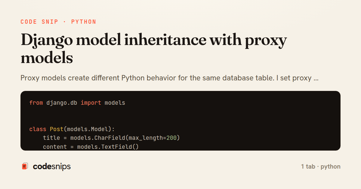 Django model inheritance with proxy models — share card