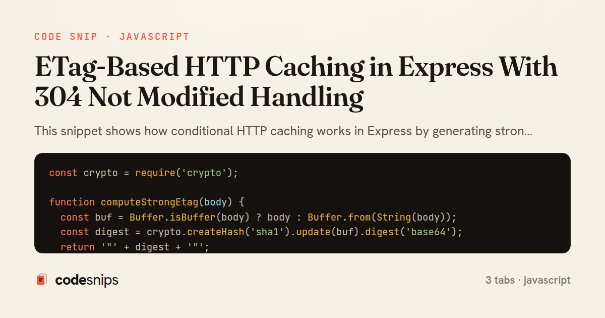 ETag-Based HTTP Caching in Express With 304 Not Modified Handling — share card