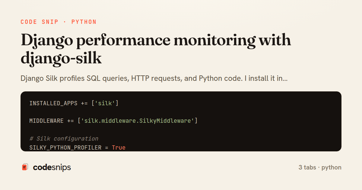 Django performance monitoring with django-silk — share card
