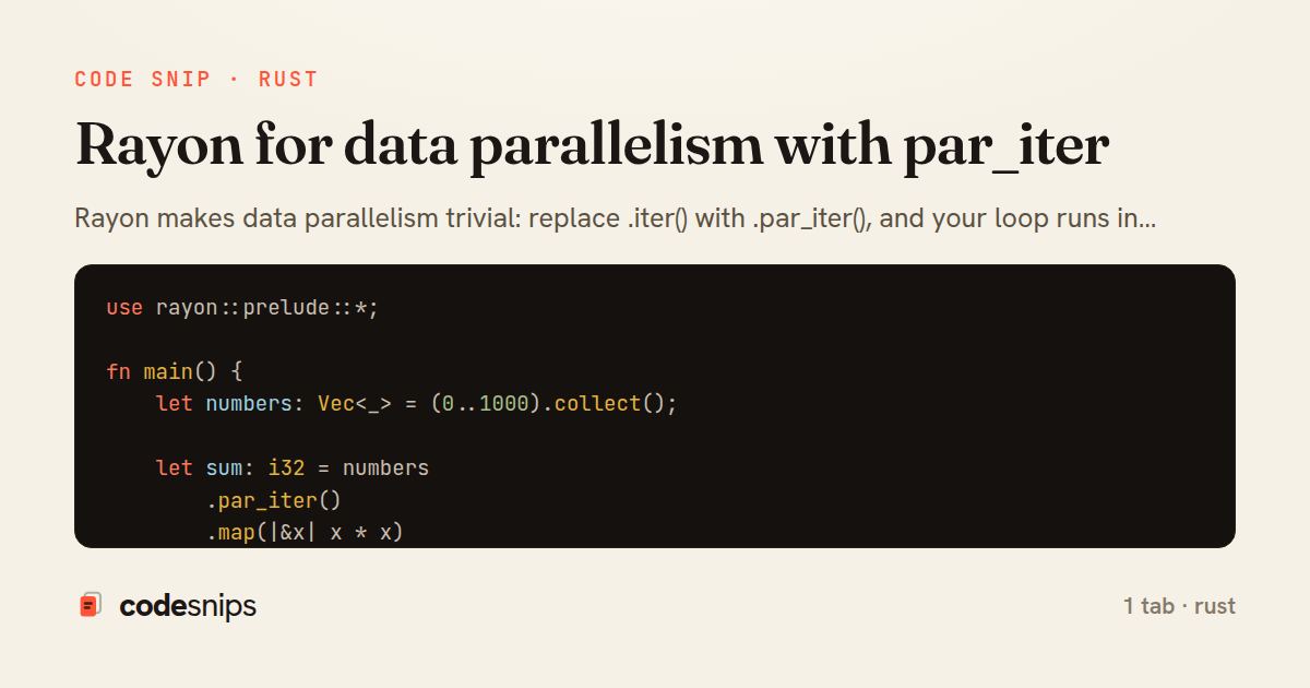 Rayon for data parallelism with par_iter — share card