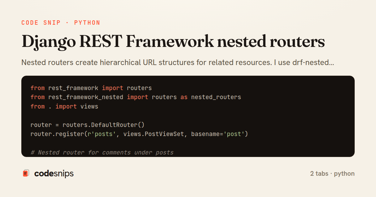 Django REST Framework nested routers — share card
