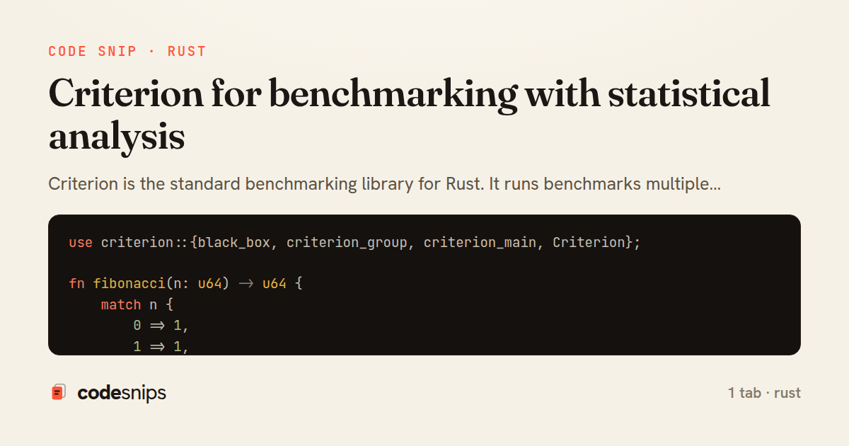 Criterion for benchmarking with statistical analysis — share card
