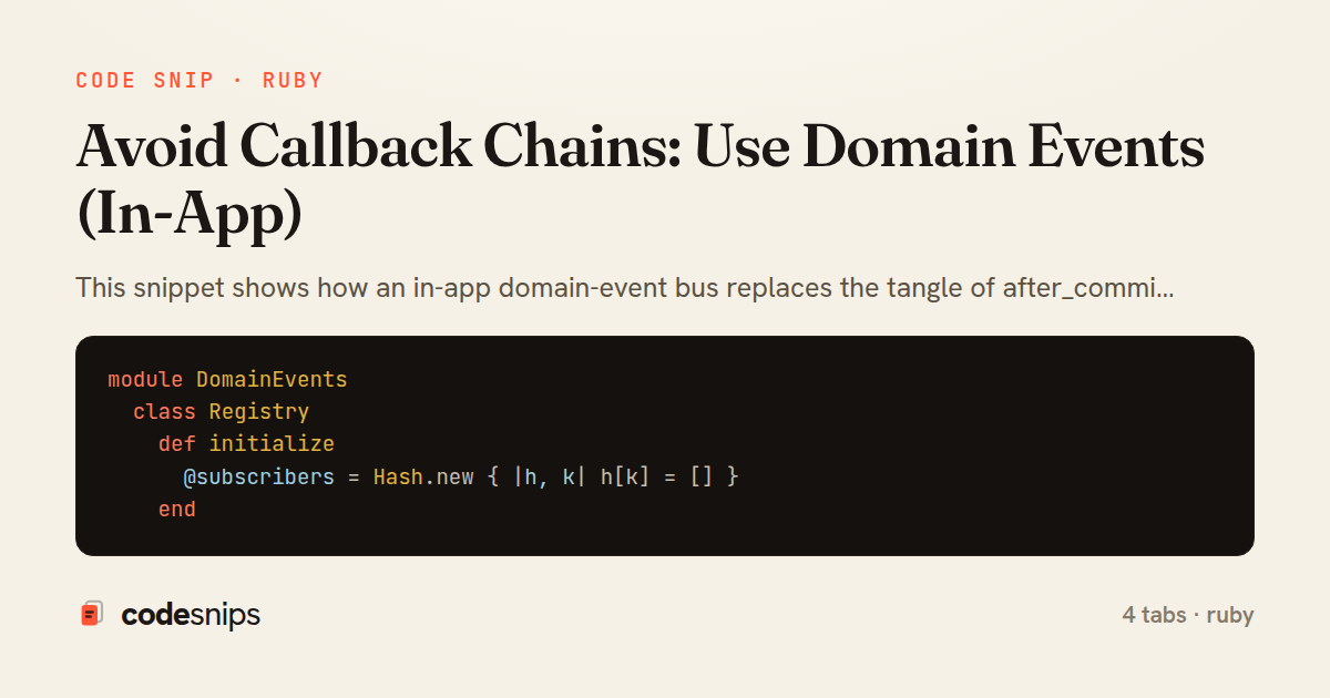 Avoid Callback Chains: Use Domain Events (In-App) — share card