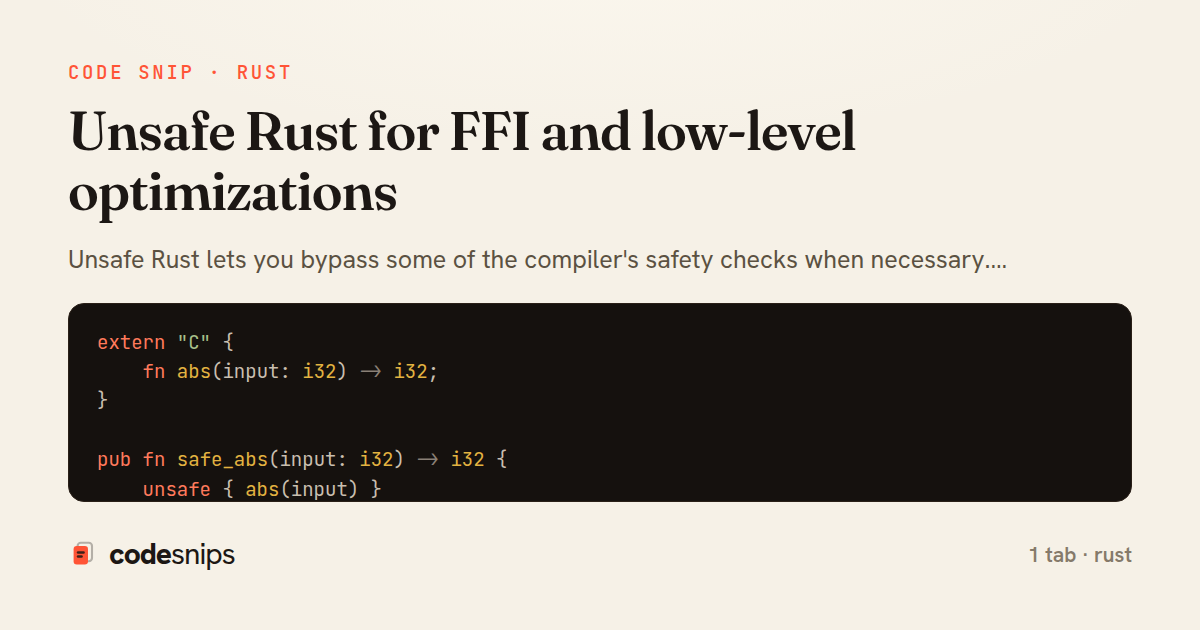 Unsafe Rust for FFI and low-level optimizations — share card