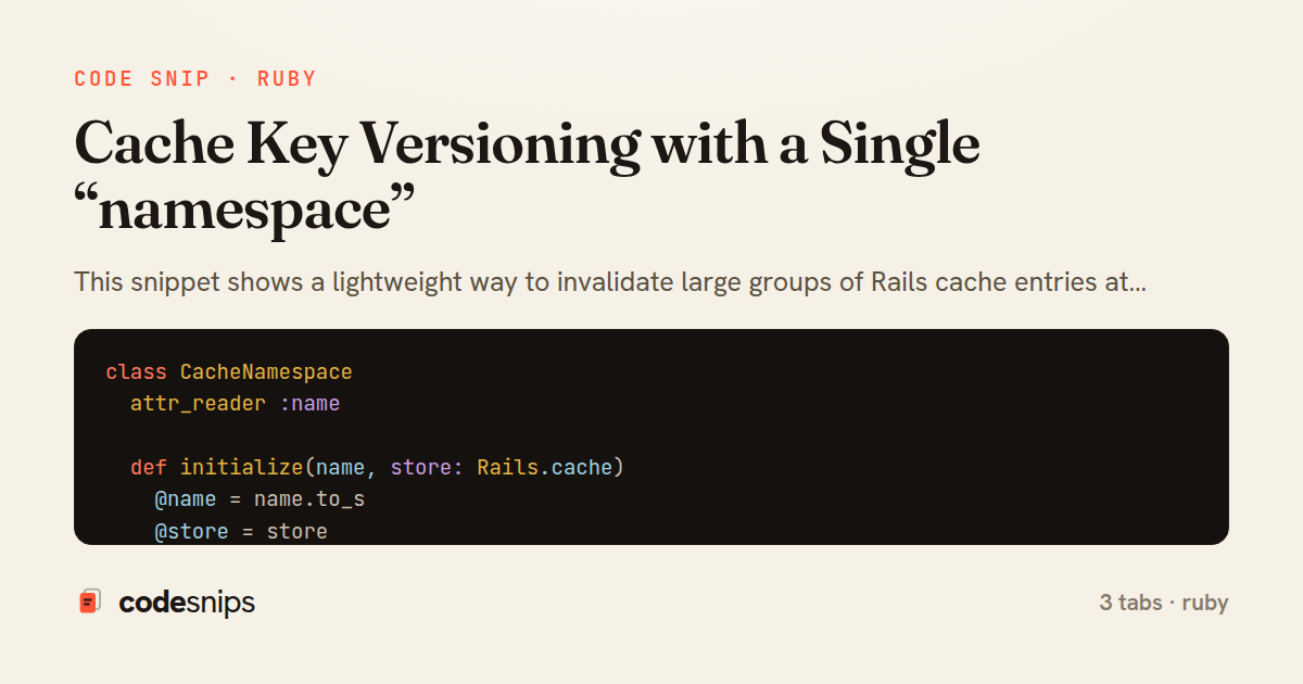 Cache Key Versioning with a Single “namespace” — share card